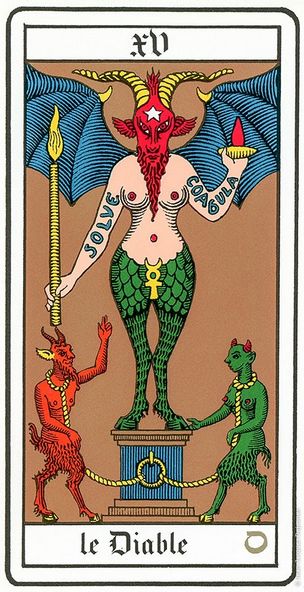 Le diable, arcane XV du tarot de Marseille, figure de solve et coagula-Alchimie interieure à Tours 37