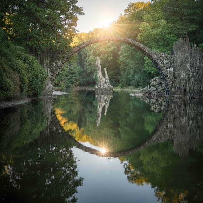 Le pont Rakotzbrücke représente l’harmonie de la nature : la retrouver par les soins énergétiques, c’est retrouver le chemin vers la santé naturelle. Tours 37